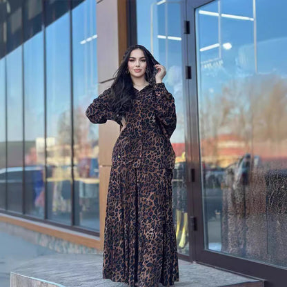 💕Hot Sale 50% OFF💕Women's leopard print hoodie dress