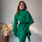 ✨2024 Herfst nieuwe vrouwen effen kleur bodem gebreide batwing sjaal driedelige set🎈