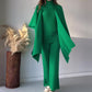 ✨2024 Herfst nieuwe vrouwen effen kleur bodem gebreide batwing sjaal driedelige set🎈