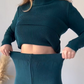 ✨2024 Herfst nieuwe vrouwen effen kleur bodem gebreide batwing sjaal driedelige set🎈