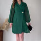 🎅Early Xmas Sales - 57% OFF🎄Lapel Solid Color Ruffle Hem Dress