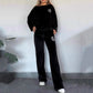 🔥🖤Black Friday Sale:50% OFF🔥Women’s Cozy Casual Set -  Soft Batwing Top and Wide-Leg Pants