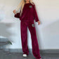 🔥🖤Black Friday Sale:50% OFF🔥Women’s Cozy Casual Set -  Soft Batwing Top and Wide-Leg Pants