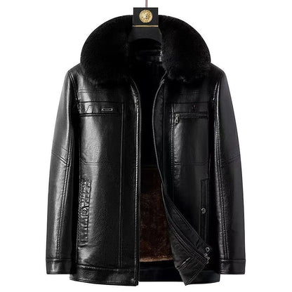 🔥Hot Sale🔥Men's Winter Leather Jacket with Plush Lining