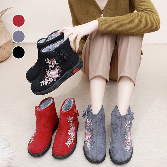 Women's Padded Warm Embroidered Snow Boots