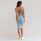 Women's U-Neck Denim Bodycon Cami Dress