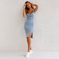 Women's U-Neck Denim Bodycon Cami Dress