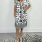 Printed Casual Dress With V-Neckline and Fringes on the Short Sleeves-Buy 2 Get 10% Off