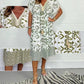 Printed Casual Dress With V-Neckline and Fringes on the Short Sleeves-Buy 2 Get 10% Off