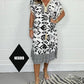 Printed Casual Dress With V-Neckline and Fringes on the Short Sleeves-Buy 2 Get 10% Off