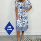 Printed Casual Dress With V-Neckline and Fringes on the Short Sleeves-Buy 2 Get 10% Off
