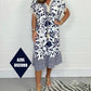 Printed Casual Dress With V-Neckline and Fringes on the Short Sleeves-Buy 2 Get 10% Off