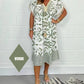Printed Casual Dress With V-Neckline and Fringes on the Short Sleeves-Buy 2 Get 10% Off
