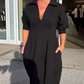💖Limited Sale 50% OFF💖Women's V-Neck Lapel Waist Midi Dress