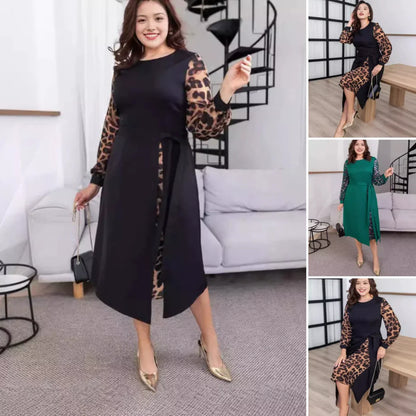 Patchwork Print Belted-Waist Dress