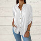 Women's V-Neck Cotton Linen Long-Sleeve Shirt