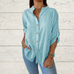 Women's V-Neck Cotton Linen Long-Sleeve Shirt