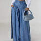 High Waist Zipper Wide Leg Denim Women Pants