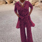 Print Button-Down Shirt & Pants 2-Piece Set