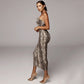 Women's Sexy Spaghetti Strap Leopard/Snake Print Bodycon Maxi Dress