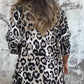 Women's Leopard Print Crew Neck Stretch Top