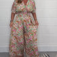 Women's V-Neck Printed Short-Sleeve Jumpsuits