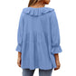 Women's 3/4 Sleeve Tie Front Ruffle Tiered Shirts