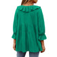 Women's 3/4 Sleeve Tie Front Ruffle Tiered Shirts