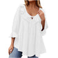 Women's 3/4 Sleeve Tie Front Ruffle Tiered Shirts