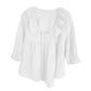 Women's 3/4 Sleeve Tie Front Ruffle Tiered Shirts