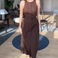 Women’s Elegant Sleeveless Button-Front Tie Waist Dress