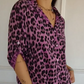Stylish Lapel Adjustable Sleeve Leopard Print Shirt