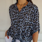 Stylish Lapel Adjustable Sleeve Leopard Print Shirt