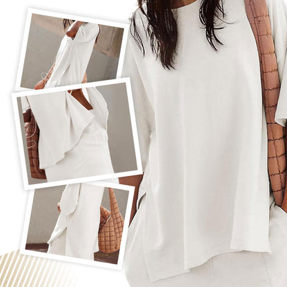 Women's Casual Slit Top & Shorts 2-Piece Set