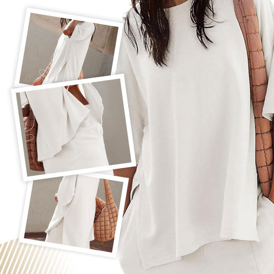 Women's Casual Slit Top & Shorts 2-Piece Set