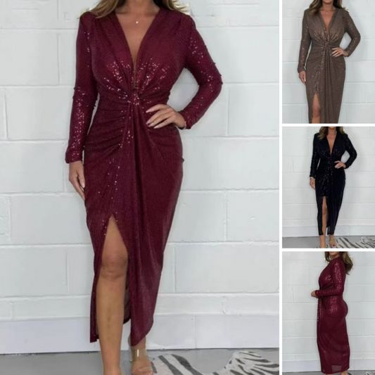 ✨Early Summer New✨Sexy Sequined Deep V-Neck Dress