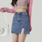 Women's High Waisted Slit Denim Short Skirts