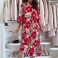 Women's Floral Print Pleated Dress with Slit