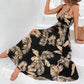 Women's Sexy Floral Print Backless V-Neck High Slit Maxi Dress