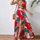 Women's Sexy Floral Print Backless V-Neck High Slit Maxi Dress