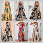 Women's Sexy Floral Print Backless V-Neck High Slit Maxi Dress