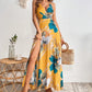 Women's Sexy Floral Print Backless V-Neck High Slit Maxi Dress