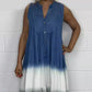 Tie-Dye Sleeveless Denim Maxi Dress