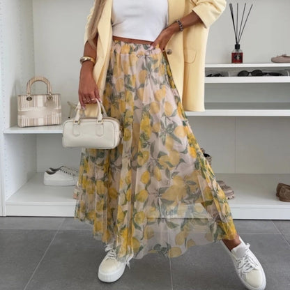 💜 LAST DAY PROMOTION - 50%OFF💜Trendy Print Elastic Waistband Flowy Maxi Skirt