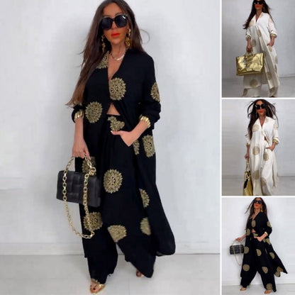 Women's Loose V-Neck Top & Printed Wide Leg Pants Two Piece Set🌺BUY 2 GET FREE SHIPPING