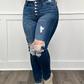 Women's High-Waisted Cutout Denim Jeans