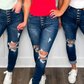 Women's High-Waisted Cutout Denim Jeans