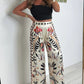 Women's Printed Satin Wide Leg Pants