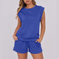 Women's Cap Sleeve Crewneck Top & Drawstring Shorts 2-Piece Set