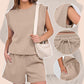 Women's Cap Sleeve Crewneck Top & Drawstring Shorts 2-Piece Set
